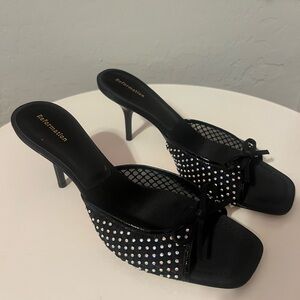 Reformation Black Rhinestone Mesh Heel